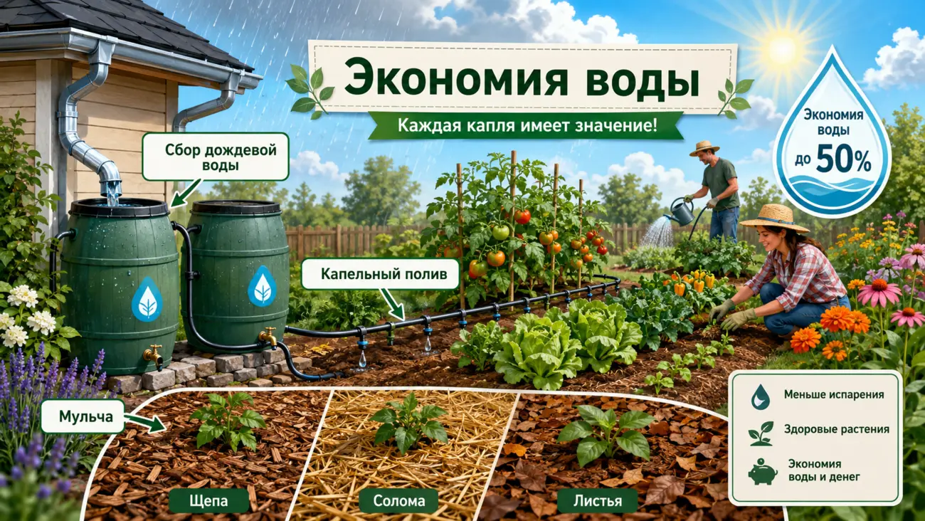 Экономия воды: сбор дождевой воды и мульча